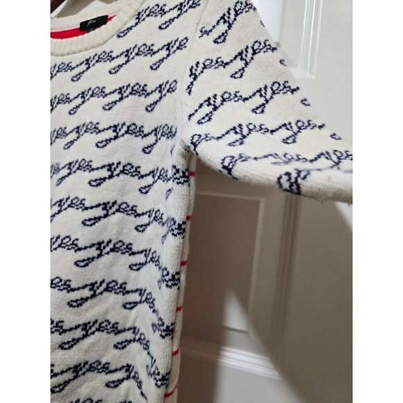J.Crew Women’s Merino Wool Blend Cream Yes No Crew Neck Sweater Cozy Size M - Picture 8 of 12